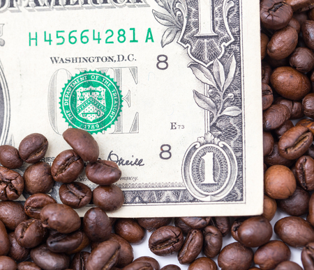 one dollar in coffee beans