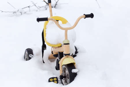 bike in the snow in the winterの写真素材