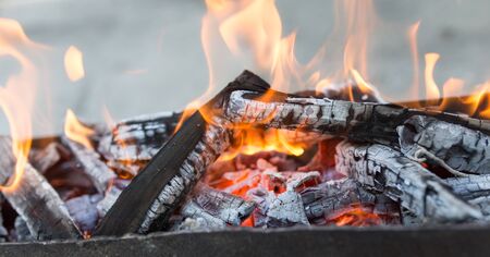 burning wood in a brazier