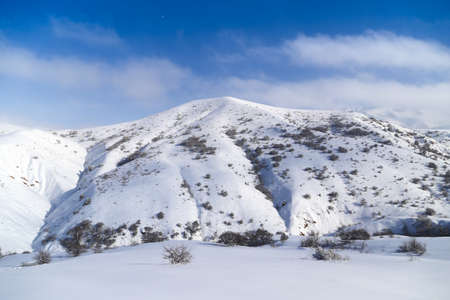 beautiful Tien-Shan mountains in the snow. in winterの写真素材