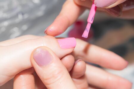 professional manicure in a beauty salonの写真素材