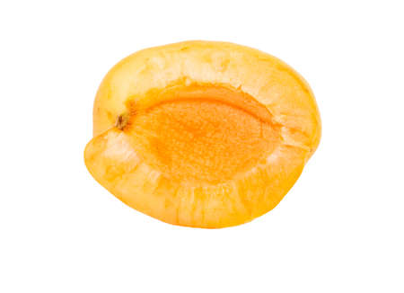 yellow apricots on a white backgroundの写真素材