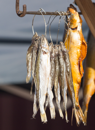 smoked fish on saleの写真素材