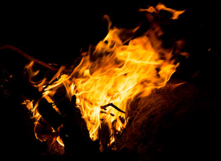 fire with sparks on a black background