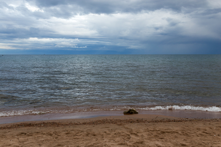 cloudy weather on the sea as backgroundの写真素材