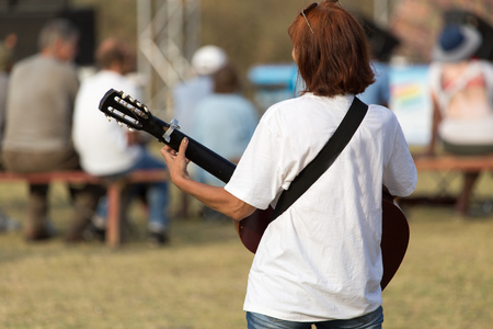 woman with guitarの写真素材