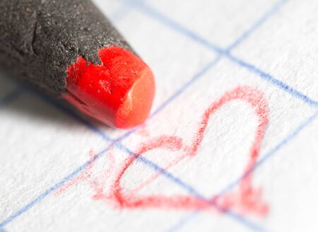 red pencil on paper. macroの写真素材