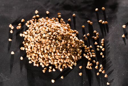 buckwheat on a black backgroundの写真素材
