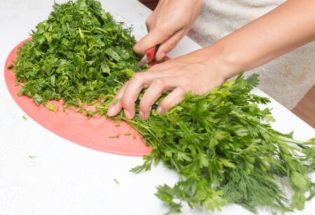 parsley and dill in the kitchenの写真素材