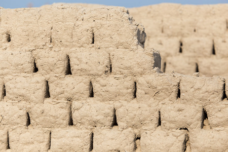 Brick wall made of clayの写真素材