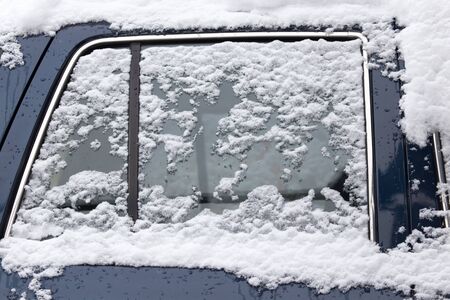 winter snow on carsの写真素材