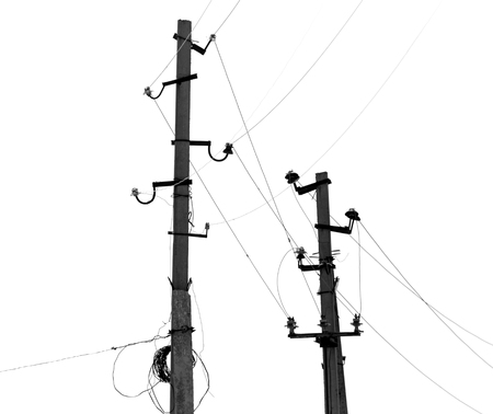 power poles on a white backgroundの写真素材
