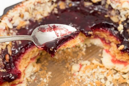 cake eaten with a spoonの写真素材