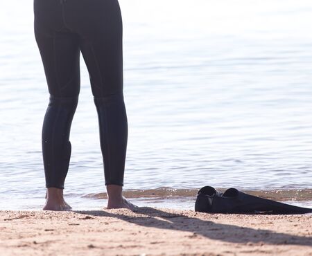 diver on the lakeの写真素材