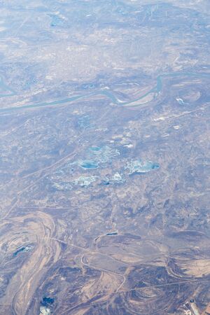 land, the view from the airplaneの写真素材