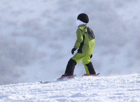 people skiing in the winterの写真素材