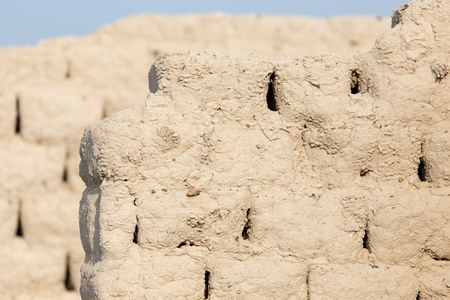 Brick wall made of clayの写真素材