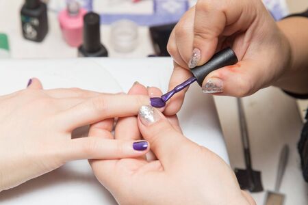 Manicure in a beauty salonの写真素材