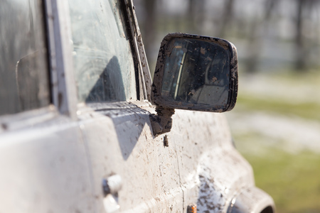 dirt on the mirror of carの写真素材