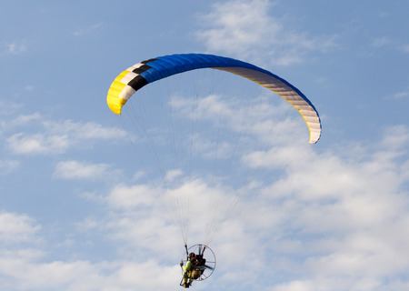 extreme sport parachute in the skyの写真素材