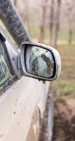 dirt on the mirror of car