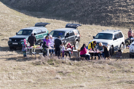Shymkent, KAZAKHSTAN - February 26, 2017: People on Russian holiday Maslenitsaのeditorial素材