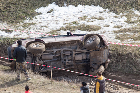 Shymkent, KAZAKHSTAN - February 26, 2017: Cars on Russian holiday Maslenitsaのeditorial素材