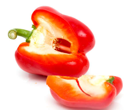 Juicy red paprika on a white background .の写真素材