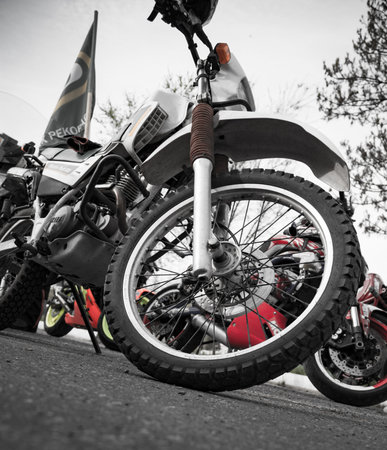 Shymkent, KAZAKHSTAN - March 15, 2017: Motorcycles at the opening of the biker season in Shymkentのeditorial素材