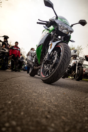 Shymkent, KAZAKHSTAN - March 15, 2017: Motorcycles at the opening of the biker season in Shymkent