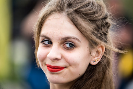 Shymkent, KAZAKHSTAN - March 15, 2017: Girls at the opening of the biker season in Shymkentのeditorial素材