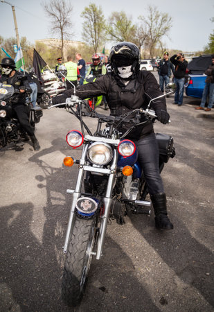 Shymkent, KAZAKHSTAN - March 15, 2017: Motorcycles at the opening of the biker season in Shymkentのeditorial素材