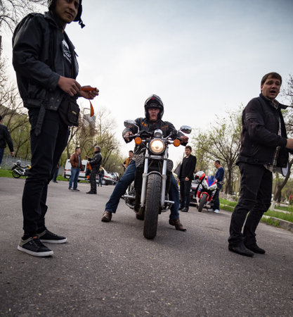 Shymkent, KAZAKHSTAN - March 15, 2017: Motorcycles at the opening of the biker season in Shymkentのeditorial素材