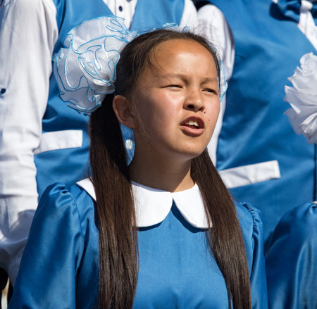 Shymkent, KAZAKHSTAN - May 9, 2017: Children's Choir. The feast of the victory of the Red Army and Soviet people in the Great Patriotic War of 1941-1945.のeditorial素材