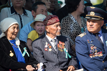 Shymkent, KAZAKHSTAN - May 9, 2017: Veterans of the war. The feast of the victory of the Red Army and Soviet people in the Great Patriotic War of 1941-1945.のeditorial素材