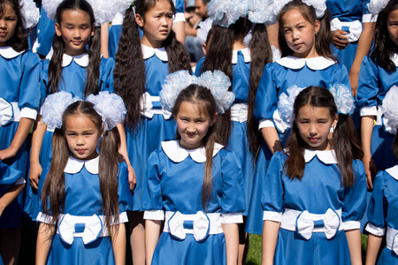 Shymkent, KAZAKHSTAN - May 9, 2017: Children's Choir. The feast of the victory of the Red Army and Soviet people in the Great Patriotic War of 1941-1945.のeditorial素材