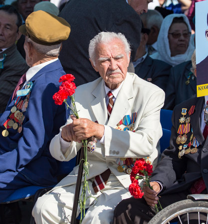 Shymkent, KAZAKHSTAN - May 9, 2017: Veterans of the war. The feast of the victory of the Red Army...