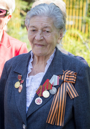 Shymkent, KAZAKHSTAN - May 9, 2017: Veterans of the war. The feast of the victory of the Red Army and Soviet people in the Great Patriotic War of 1941-1945.のeditorial素材