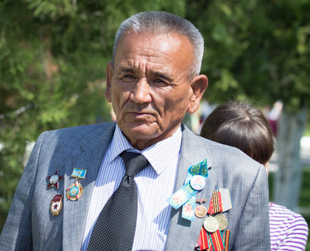 Shymkent, KAZAKHSTAN - May 9, 2017: Veterans of the war. The feast of the victory of the Red Army and Soviet people in the Great Patriotic War of 1941-1945.のeditorial素材