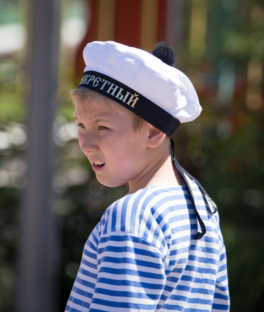Shymkent, KAZAKHSTAN - May 9, 2017: Boy on the Feast of Victory of the Red Army and Soviet people in the Great Patriotic War of 1941-1945.のeditorial素材