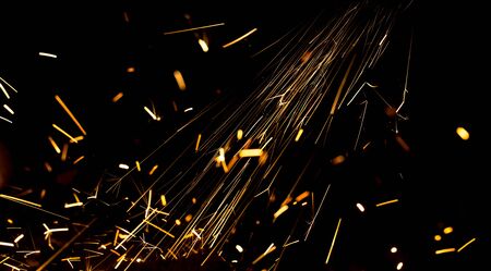Sparks from metal on construction site as background .の写真素材