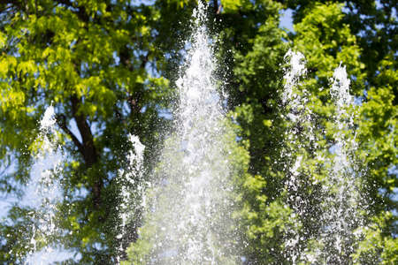 Splashing water from a fountain in the nature .の写真素材