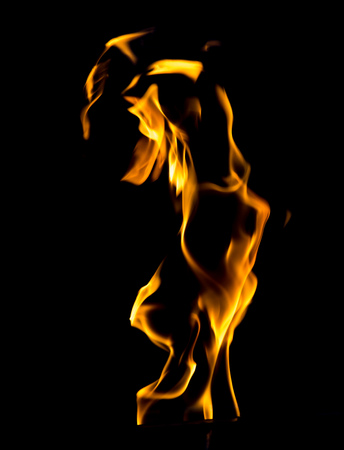 Flame of fire on a black background .の写真素材