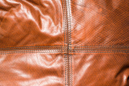 Brown leather material as background. Abstract textureの写真素材