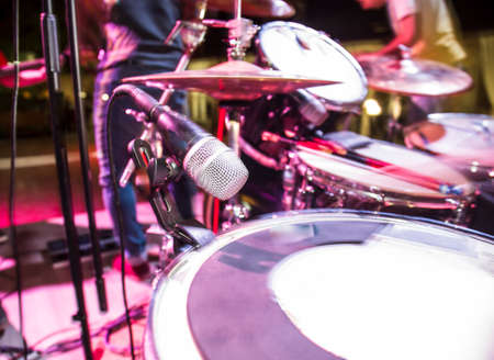 Microphone on the drums in the rock band .の写真素材