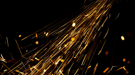 Sparks from metal on construction site as background .の写真素材