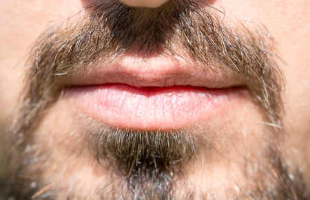 Hair of a man with a beard and mustache. macroの写真素材