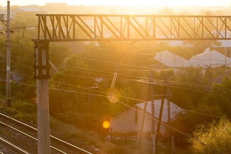 metal construction at sunsetの写真素材