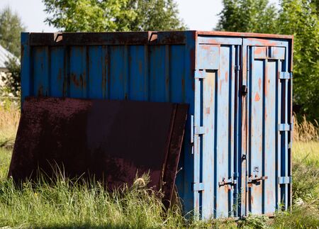 old metal container for transportation in natureの写真素材
