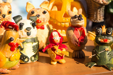 MATYRSKY, RUSSIA - September 23, 2017: The Pumpkin Porridge Festival. Scarecrow from a pumpkinのeditorial素材